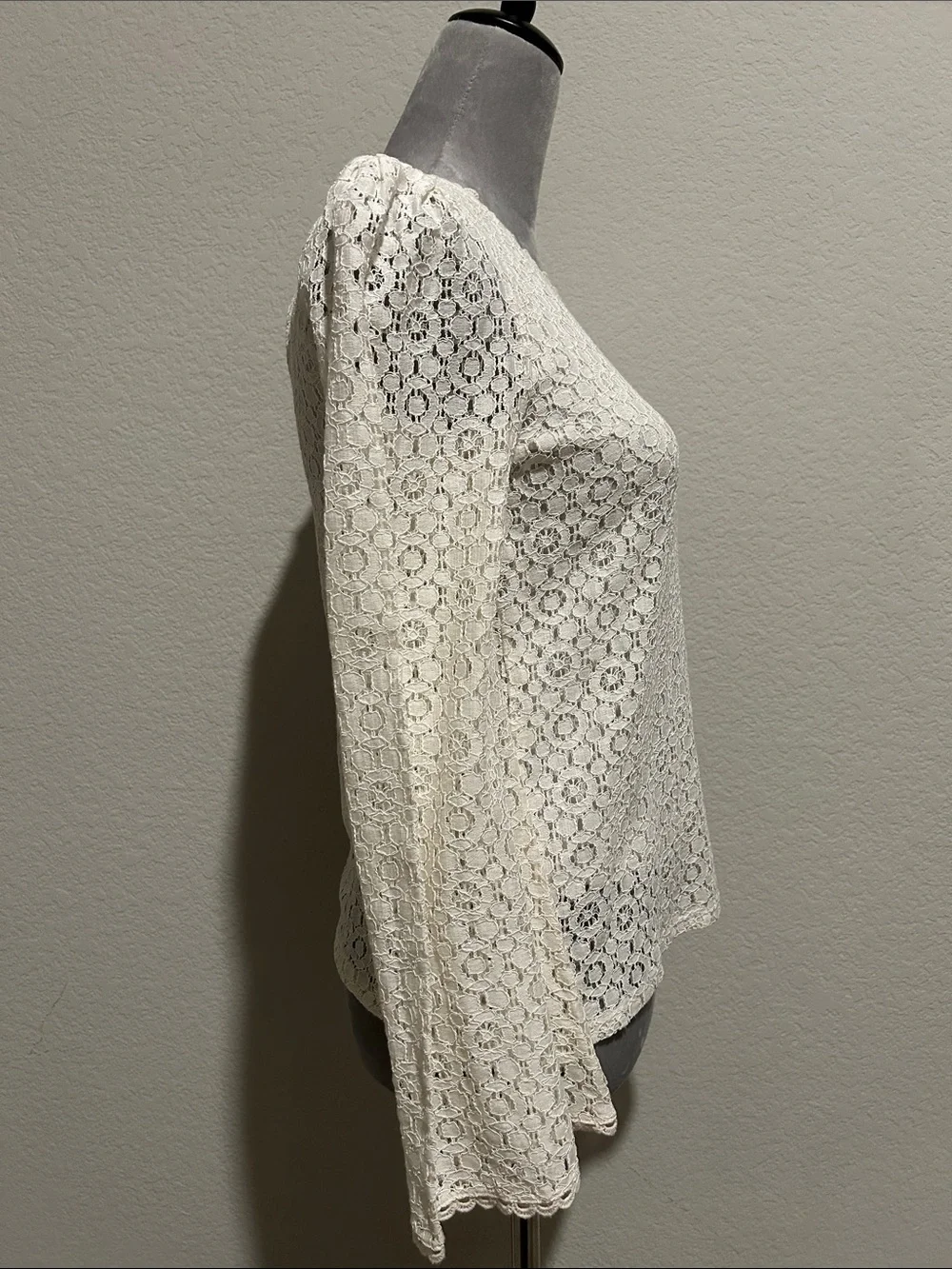 Banana Republic Cream Lace Long-Sleeve Top